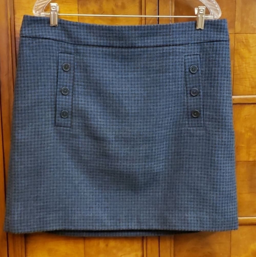 Ann Taylor LOFT Blue Brown Mini Skirt Size 14